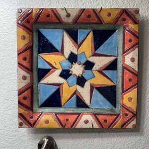 Geometric Ceramic Wall Art from Oaxaca, Mexico